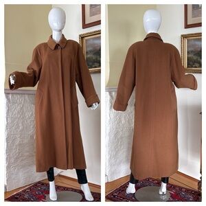 Vintage Oleg Cassini Wool Cashmere Blend Full Length Camel Coat